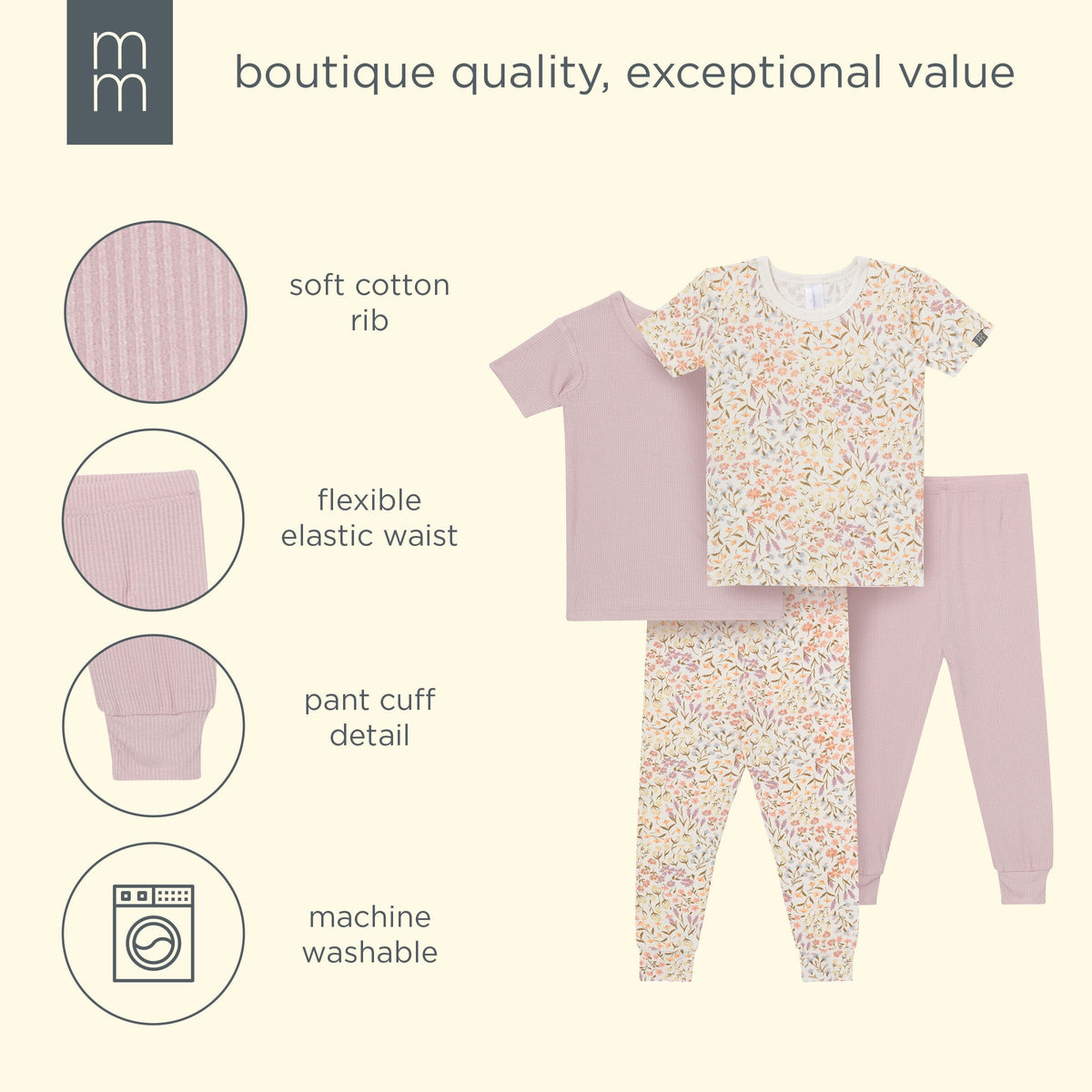 4-Piece Baby Girls Floral Garden Viscose Snug Fitting Pajama sleepwear modern moments™ by Gerber® 