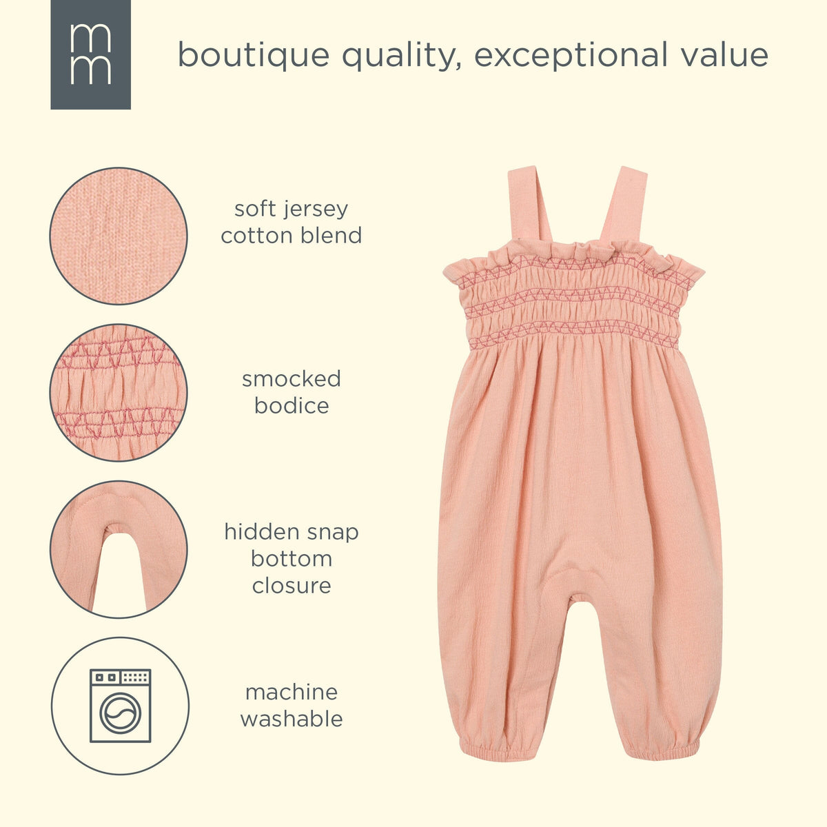 Baby Girls Almost Apricot Long Leg Romper rompers modern moments™ by Gerber® 