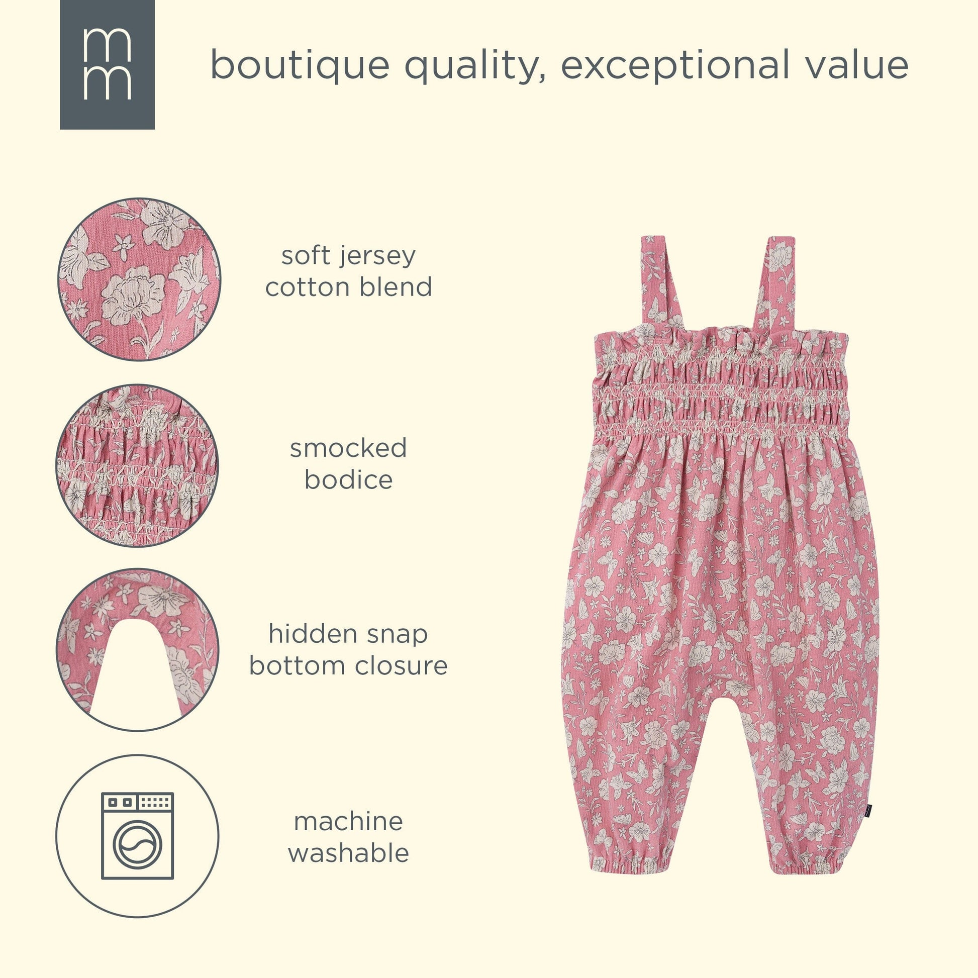 Baby Girls Pink Flower Long Leg Romper rompers modern moments™ by Gerber® 