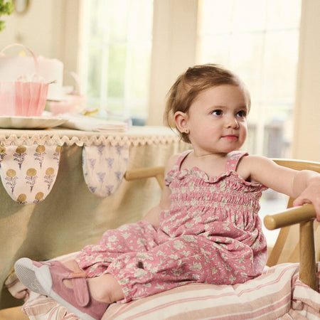 Baby Girls Pink Flower Long Leg Romper