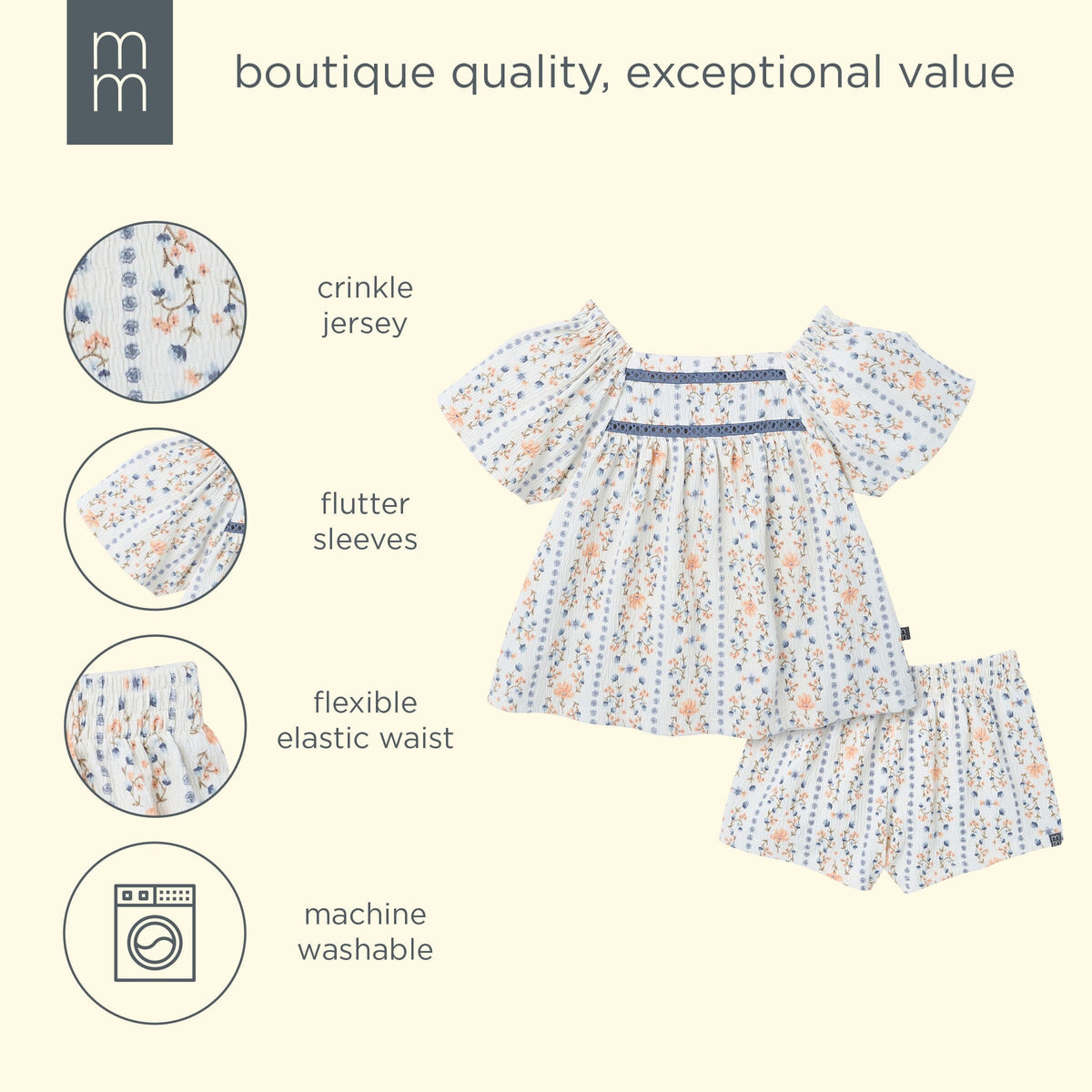 2-Piece Baby Girls Tofu Multi Top and Short outfits modern moments™ by Gerber® 