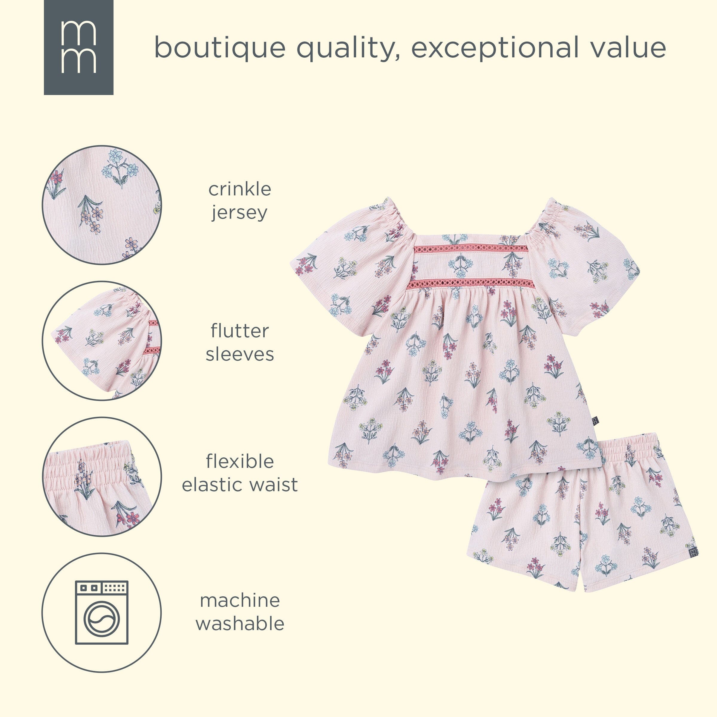 2-Piece Baby Girls Mauve Chalk Multi Top and Short outfits modern moments™ by Gerber® 