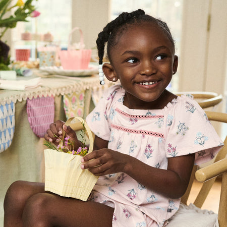 2-Piece Girls Pink Floral Top and Shorts Set