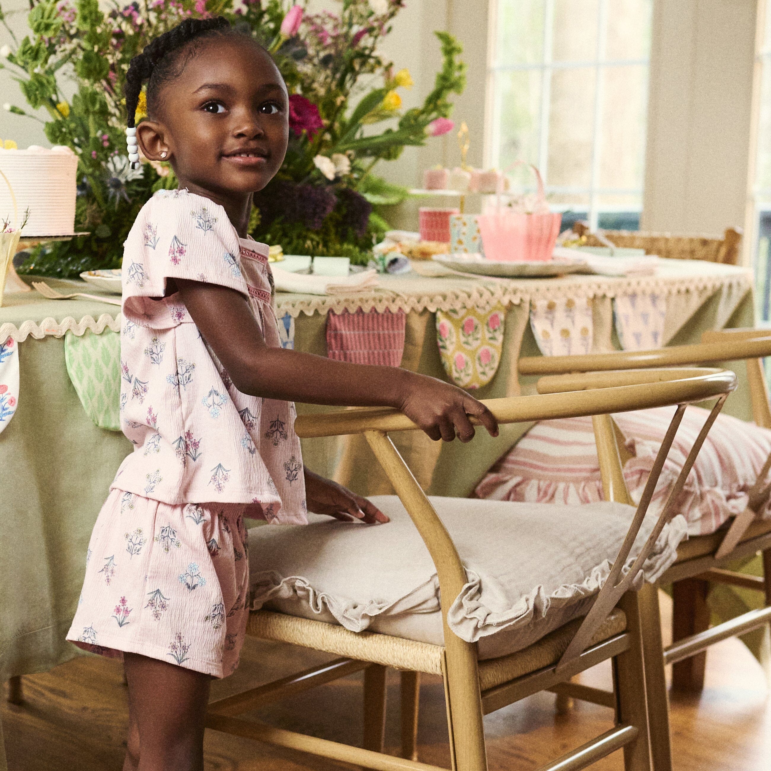 2-Piece Girls Pink Floral Top and Shorts Set outfits modern moments™ by Gerber® 