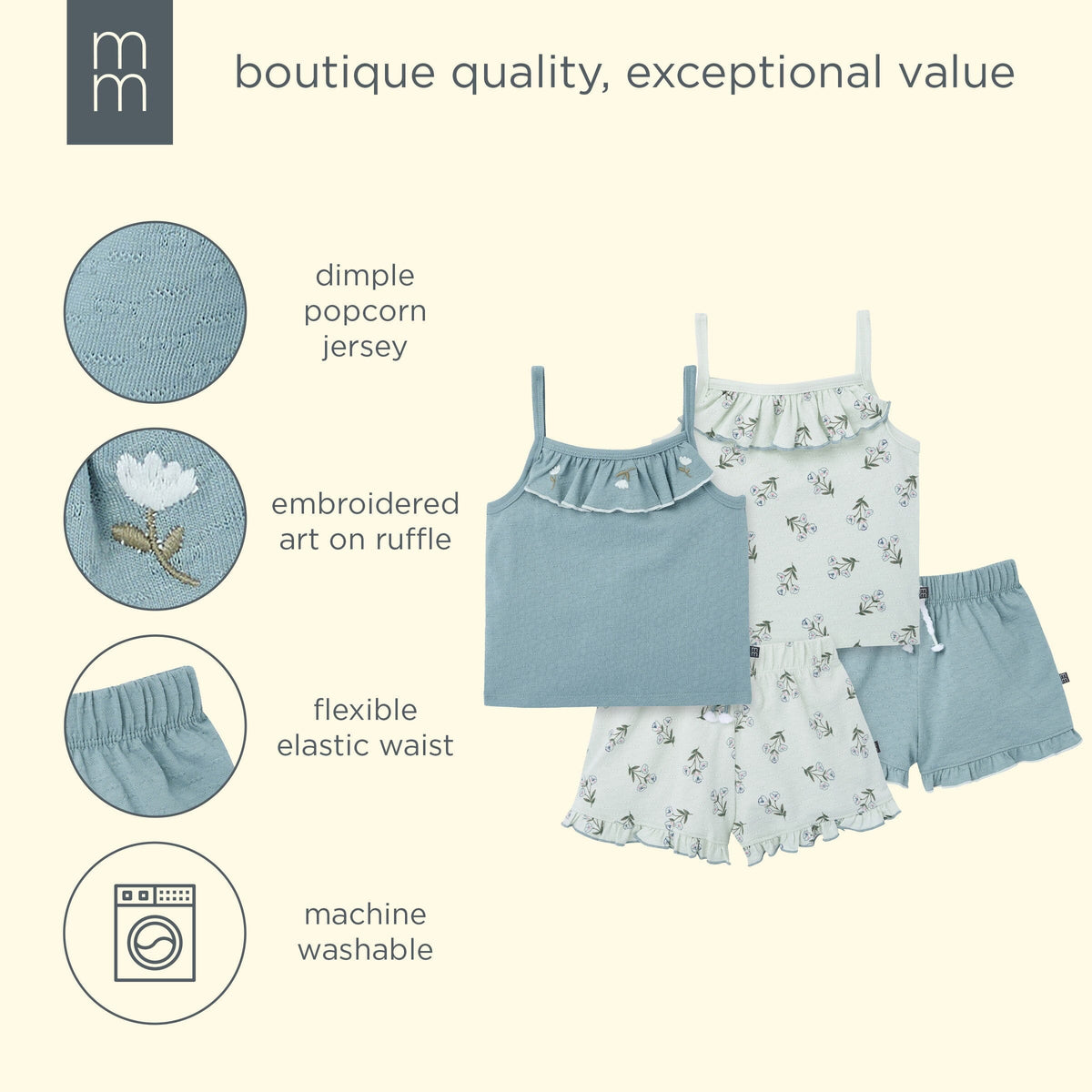 4-Piece Baby Girls Abyss Zephyr Tank Top & Shorts outfits modern moments™ by Gerber® 