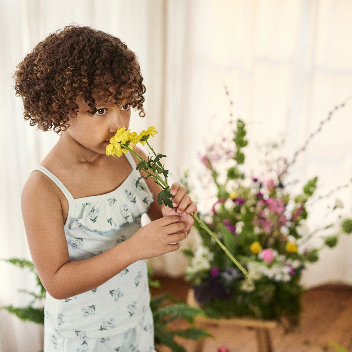 4-Piece Girls Blue Floral Tank Tops & Shorts Set outfits modern moments™ by Gerber® 
