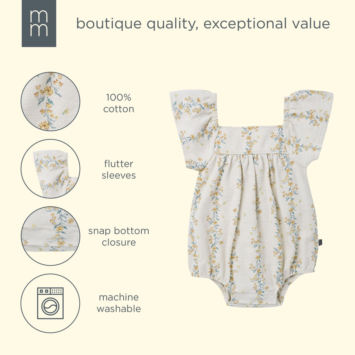 Baby Girls Floral Vines Bubble Romper rompers modern moments™ by Gerber® 