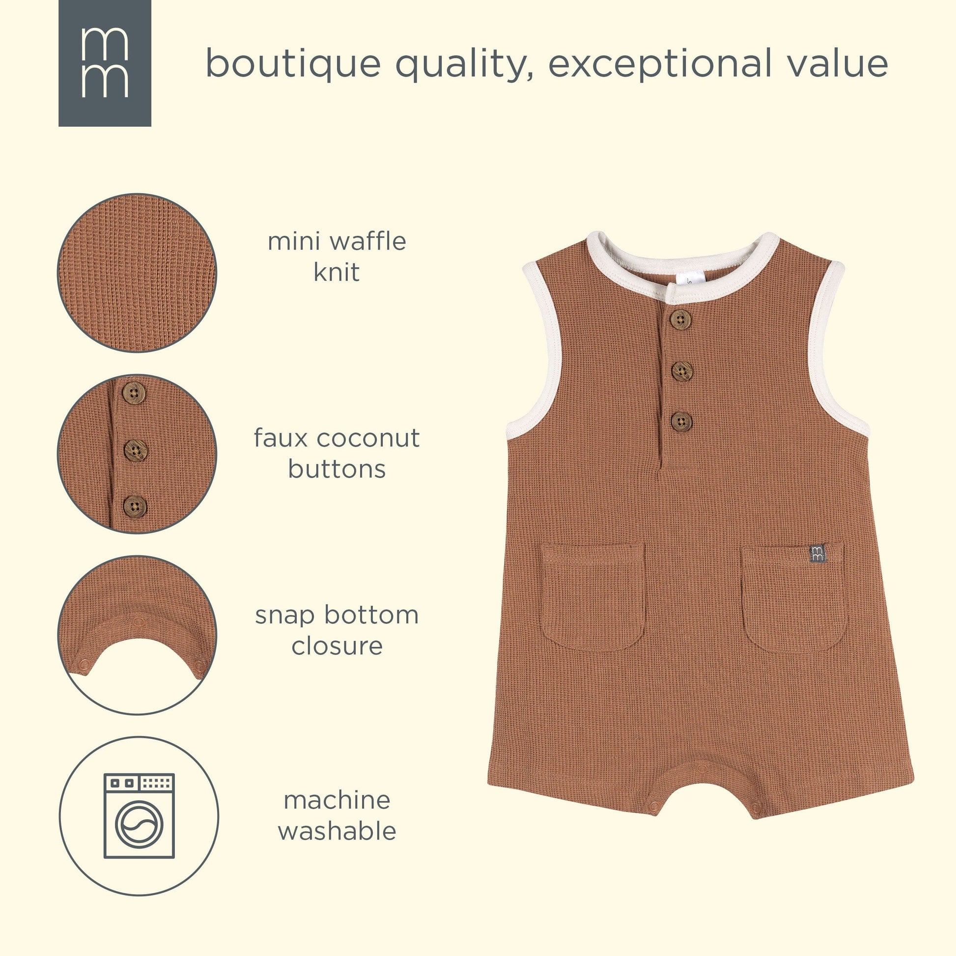 Baby Boys Mocha Mousse Henley Romper rompers modern moments™ by Gerber® 
