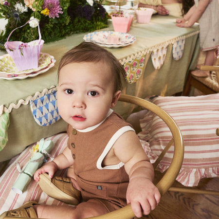 Baby Boys Mocha Henley Romper