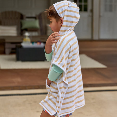 Baby Neutral Tan Stripe Hooded Swim Coverup