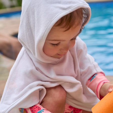Embroidered Baby & Toddler Neutral White Hooded Swim Coverup