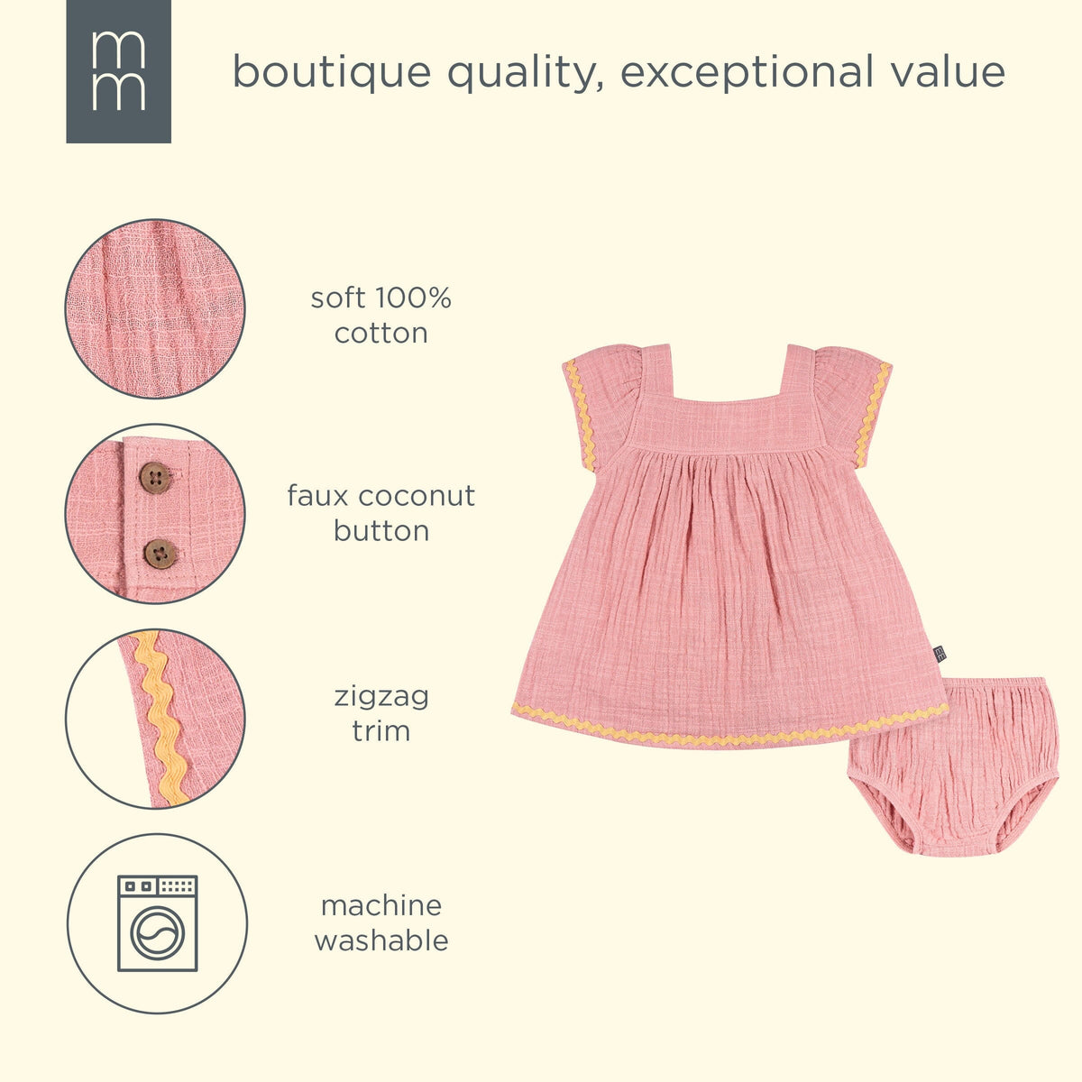 2-Piece Baby Girls Rose Elegance Dress and Diaper Cover dresses modern moments™ by Gerber® 