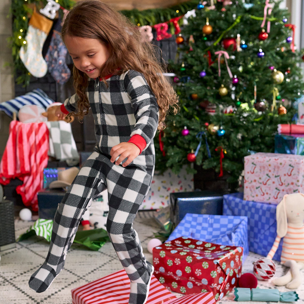 Baby & Toddler Neutral Gingham Footed Fleece Pajamas sleepwear Gerber® 