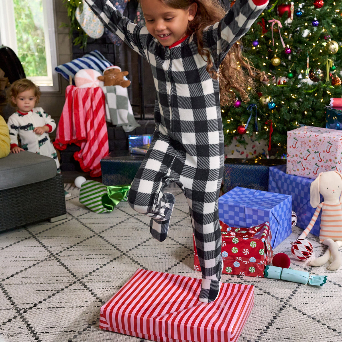 Baby & Toddler Neutral Gingham Footed Fleece Pajamas sleepwear Gerber® 