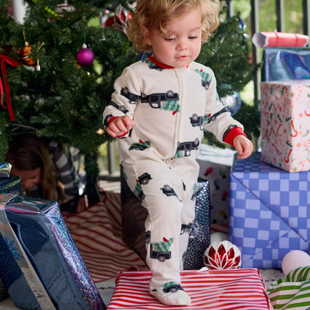 Baby & Toddler Neutral Trucks Footed Fleece Pajamas