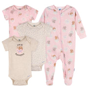 4-Pack Baby Girls Teacup Kittens Onesies® Bodysuits and Sleep 'N Play outfits Gerber® 