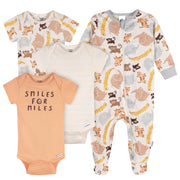 4-Pack Baby Neutral Safari Smiles Onesies® Bodysuits and Sleep 'N Play outfits Gerber® 