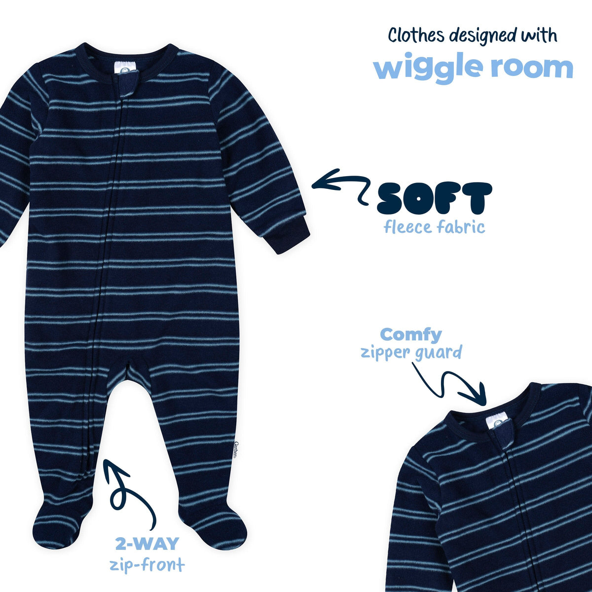 3-Pack Baby & Toddler Boys Golf Footed Fleece Pajamas sleepwear Gerber® 