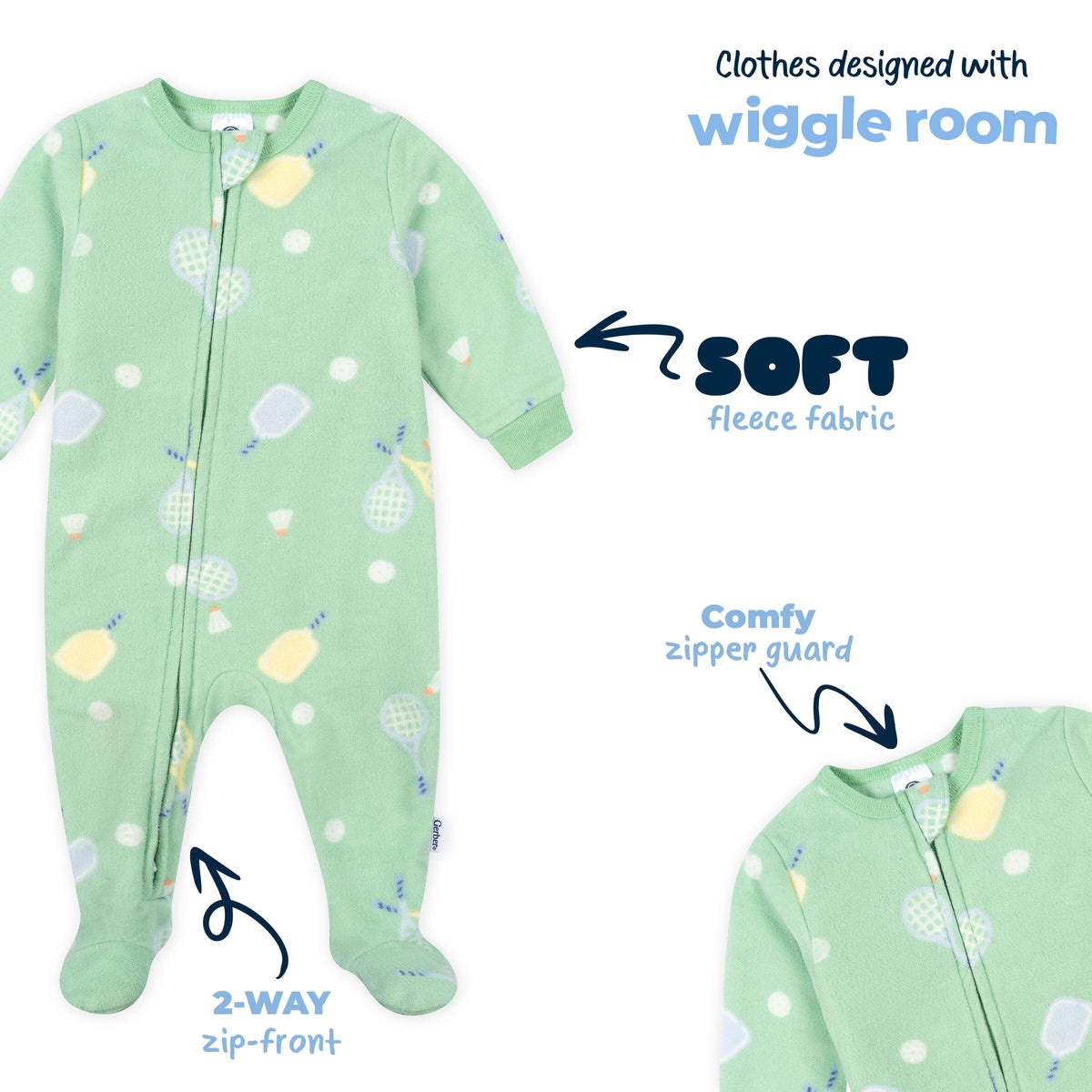 3-Pack Baby & Toddler Neutral Playtime Footed Fleece Pajamas sleepwear Gerber® 