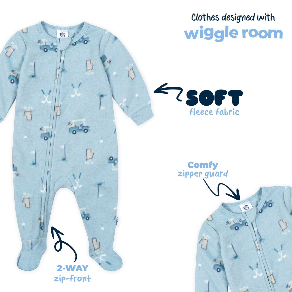 2-Pack Baby & Toddler Boys Golf Footed Fleece Pajamas sleepwear Gerber® 