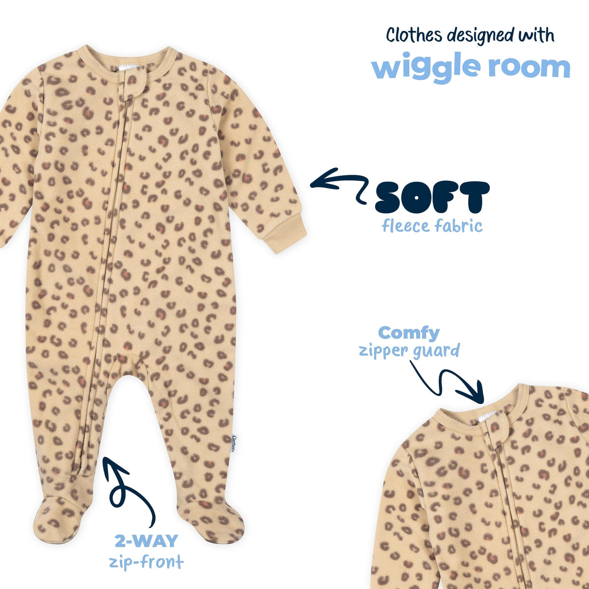 Baby & Toddler Girls Leopard Footed Fleece Pajamas sleepwear Gerber® 