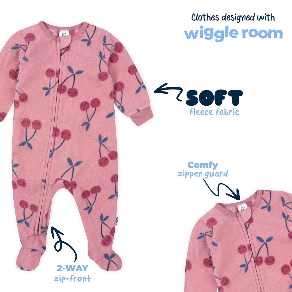 Baby & Toddler Girls Cherries Footed Fleece Pajamas sleepwear Gerber® 