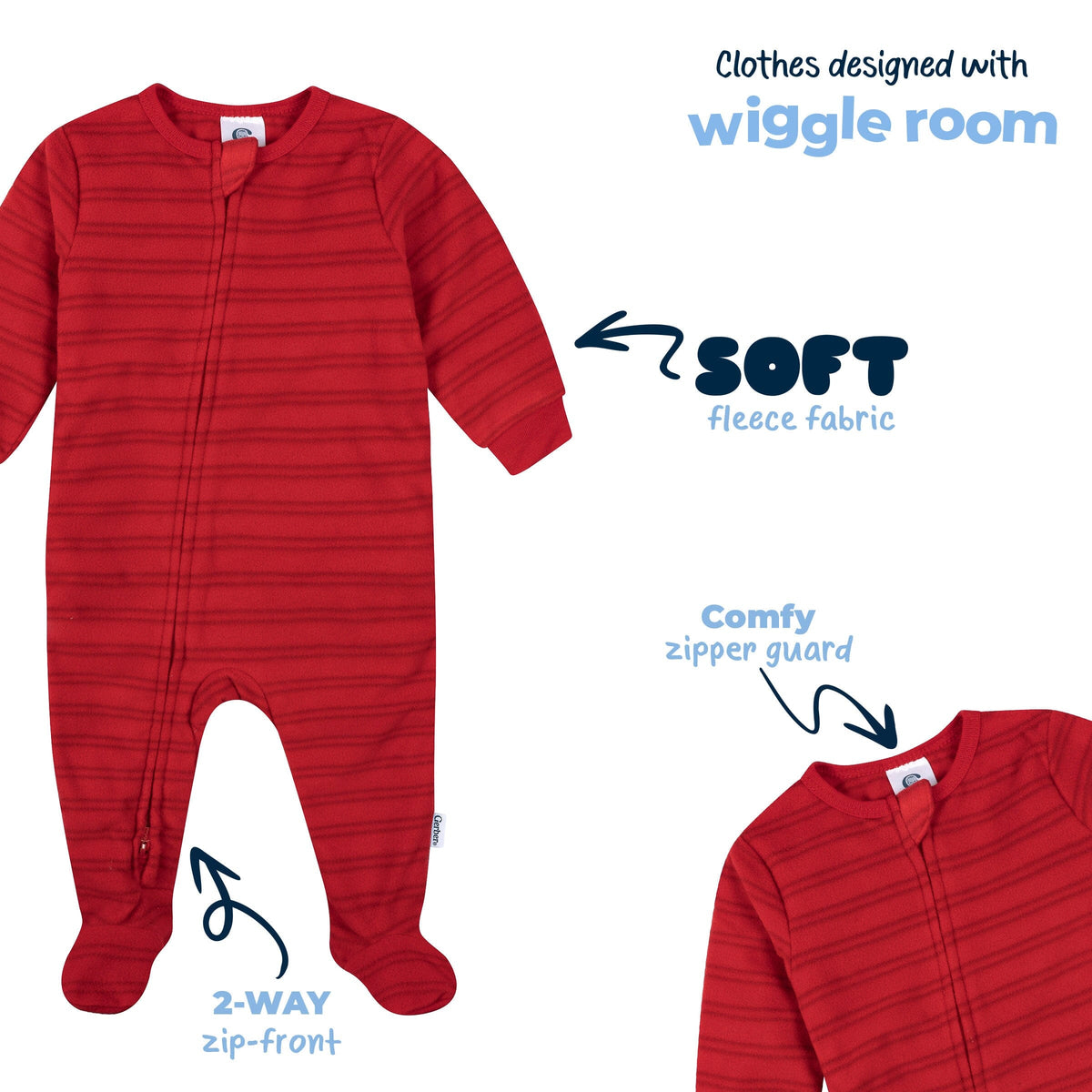Baby & Toddler Neutral Stripe Footed Fleece Pajamas sleepwear Gerber® 