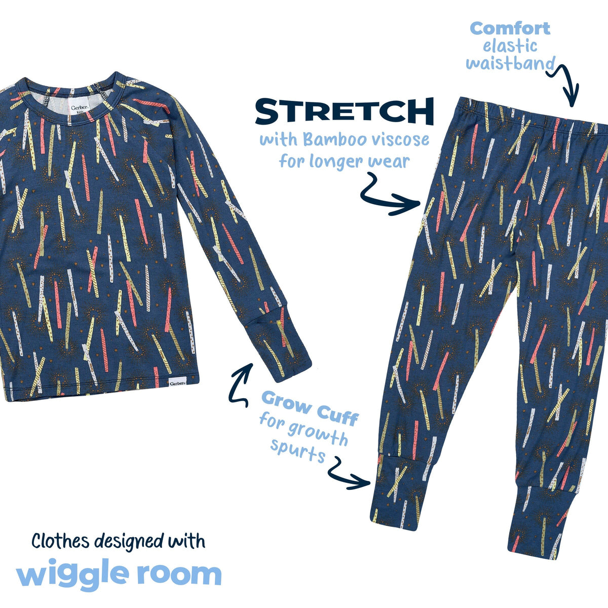 2-Piece Infant & Toddler Boys Navy Candle Snug Fit Pajamas sleepwear Gerber® 