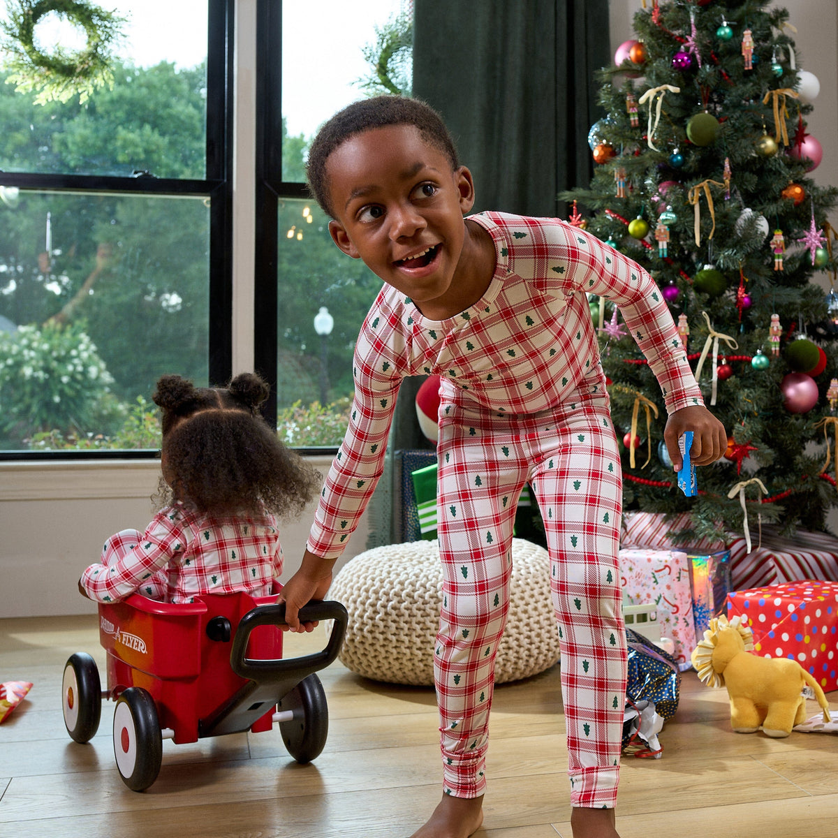 2-Piece Infant & Toddler Neutral Plaid Tree Snug Fit Pajamas sleepwear Gerber® 