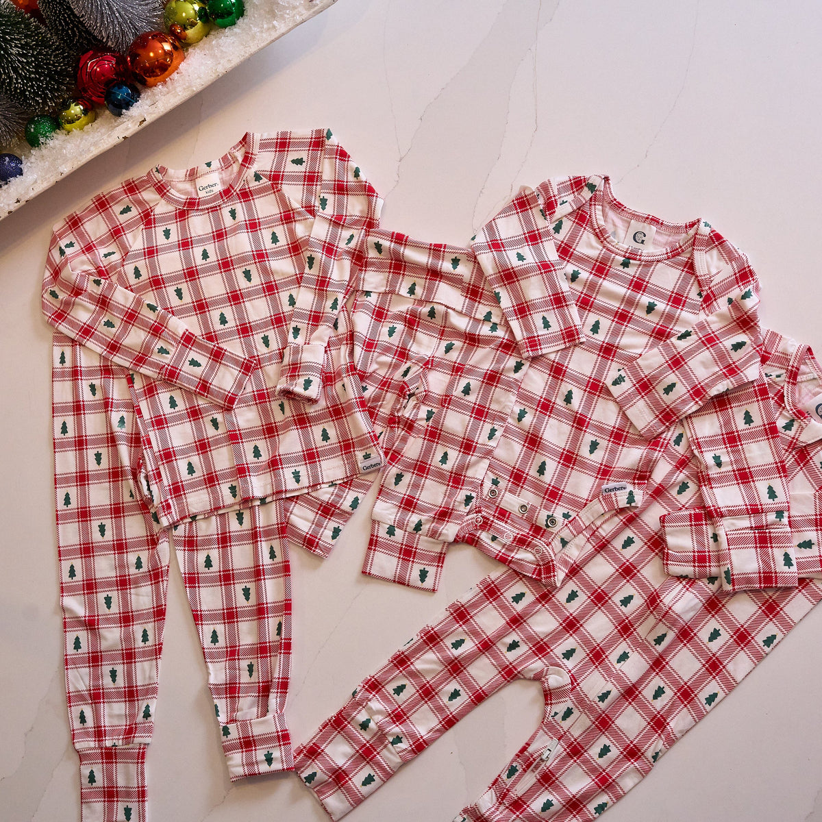 2-Piece Infant & Toddler Neutral Plaid Tree Snug Fit Pajamas sleepwear Gerber® 