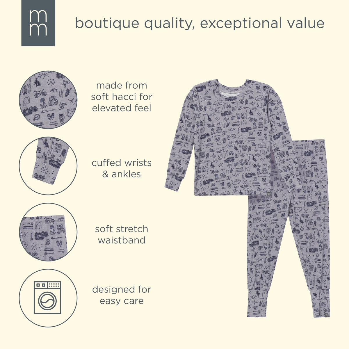 2-Piece Infant & Kid Boys Moody Blue Snug Fit Pajama sleepwear modern moments™ by Gerber® 