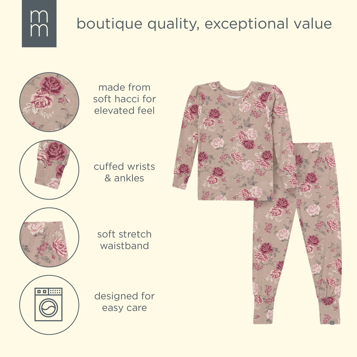 2-Piece Infant & Kid Girls Stone Rose Snug Fit Pajama sleepwear modern moments™ by Gerber® 