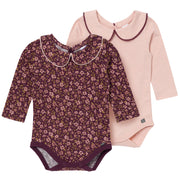 2-Pack Baby Girls Rose Peter Pan Collar Bodysuit onesies modern moments™ by Gerber® 