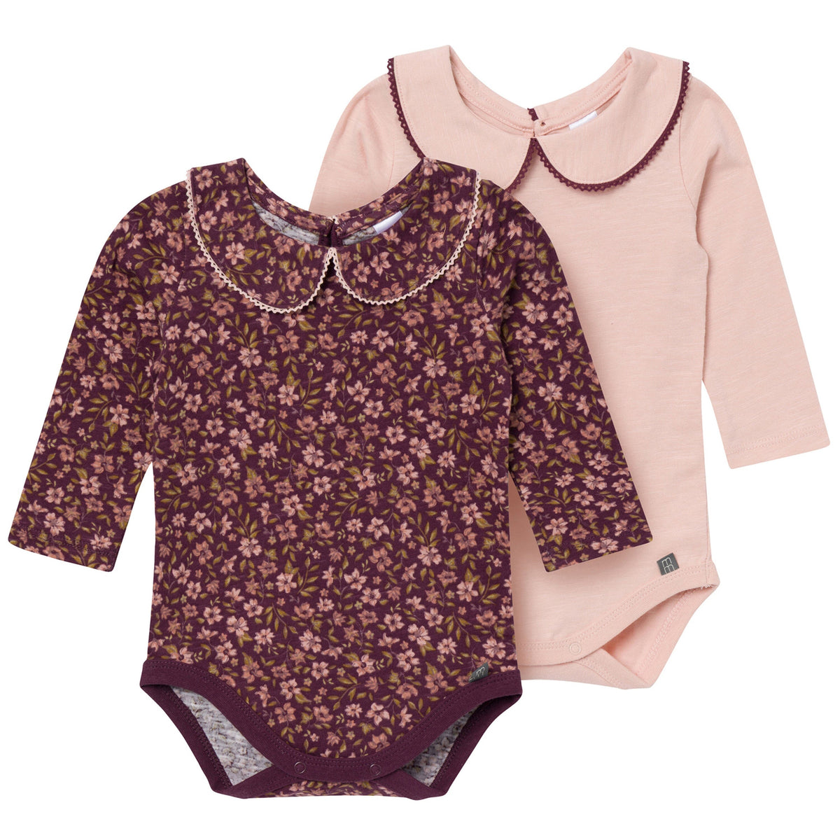 2-Pack Baby Girls Rose Peter Pan Collar Bodysuit onesies modern moments™ by Gerber® 