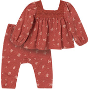 2-Piece Baby Girls Terracotta Crochet Top & Pant Set outfits modern moments™ by Gerber® 