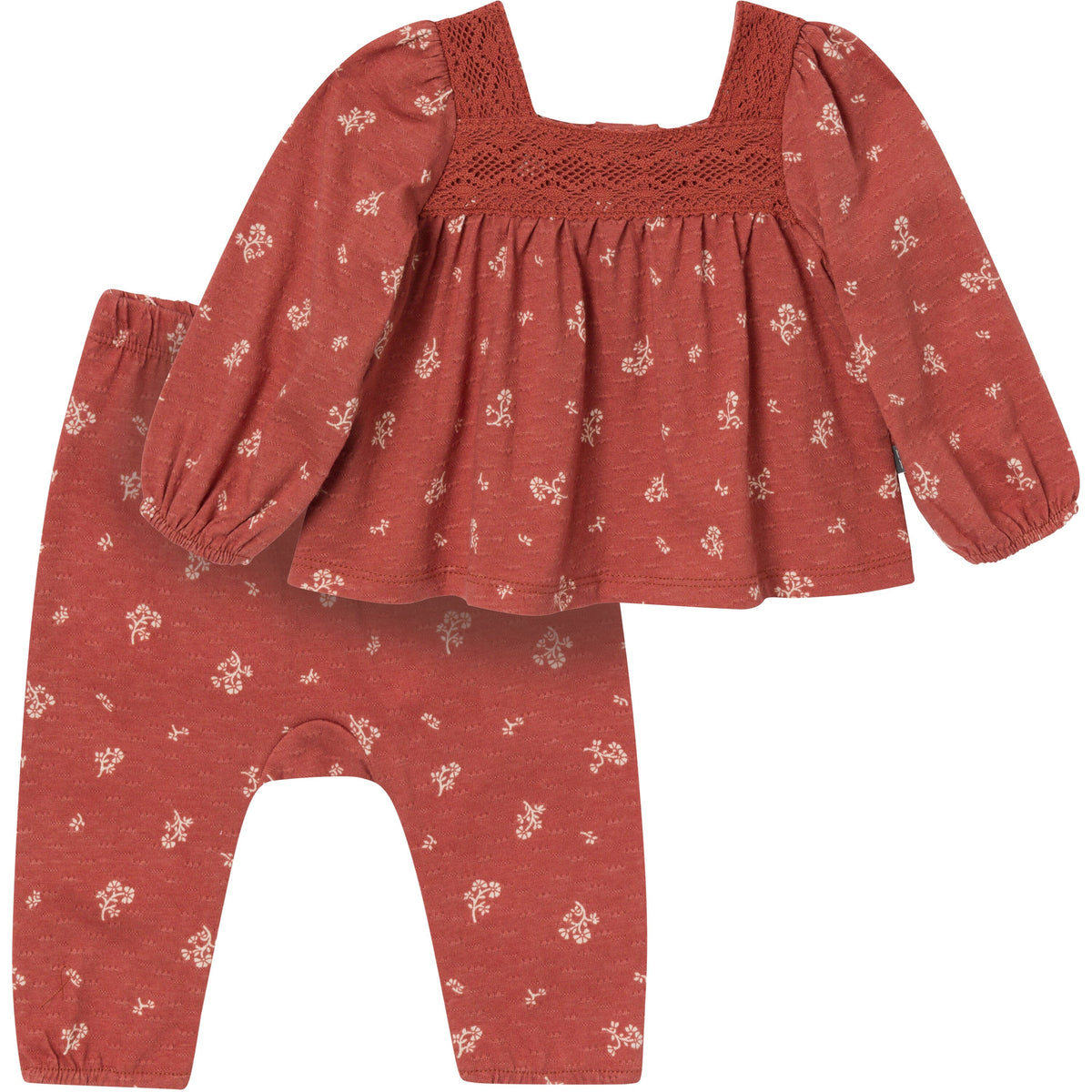 2-Piece Baby Girls Terracotta Crochet Top & Pant Set outfits modern moments™ by Gerber® 
