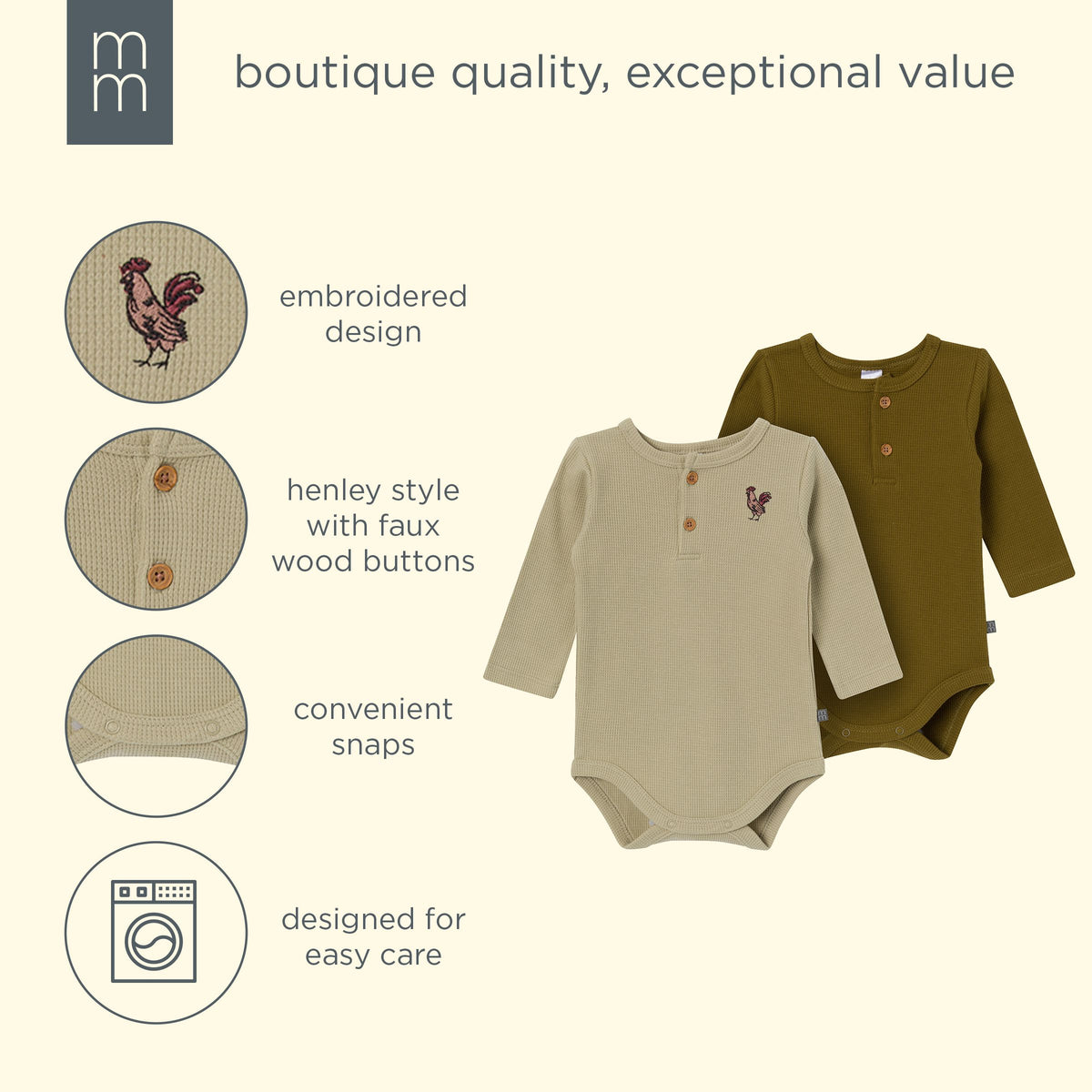2-Pack Baby Boys Forest Henley Bodysuit onesies modern moments™ by Gerber® 