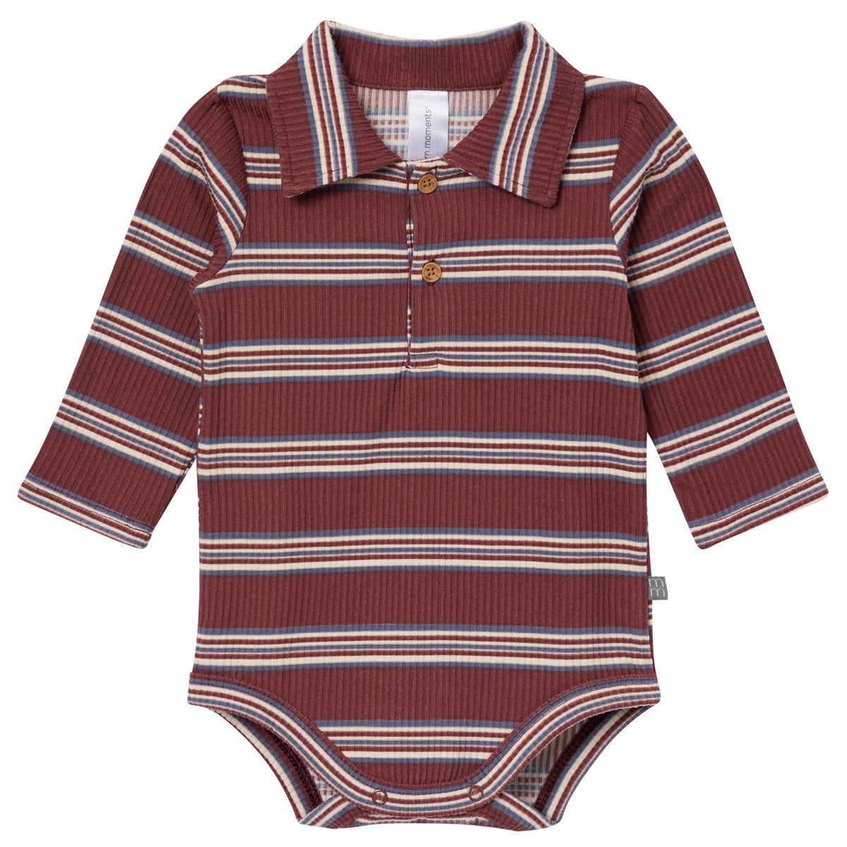 2-Pack Baby Boys Maroon/Dusty Blue Polo Henley Bodysuit onesies modern moments™ by Gerber® 