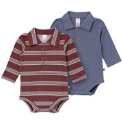 2-Pack Baby Boys Maroon/Dusty Blue Polo Henley Bodysuit onesies modern moments™ by Gerber® 