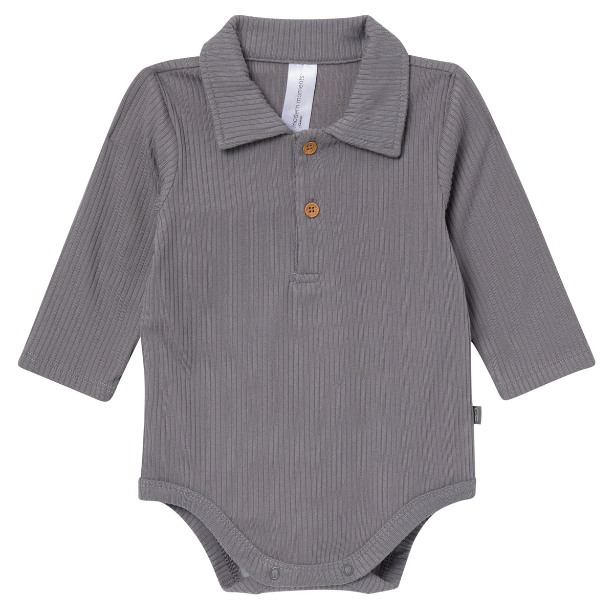 2-Pack Baby Boys Oatmeal/Pewter Polo Henley Bodysuit onesies modern moments™ by Gerber® 