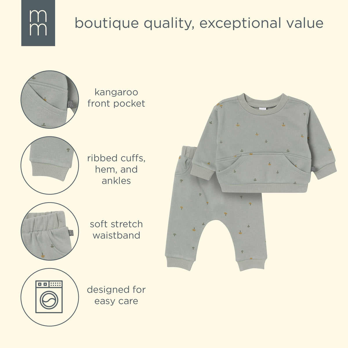2-Piece Baby Boys Mushroom Sweatshirt & Harem Pant Set outfits modern moments™ by Gerber® 