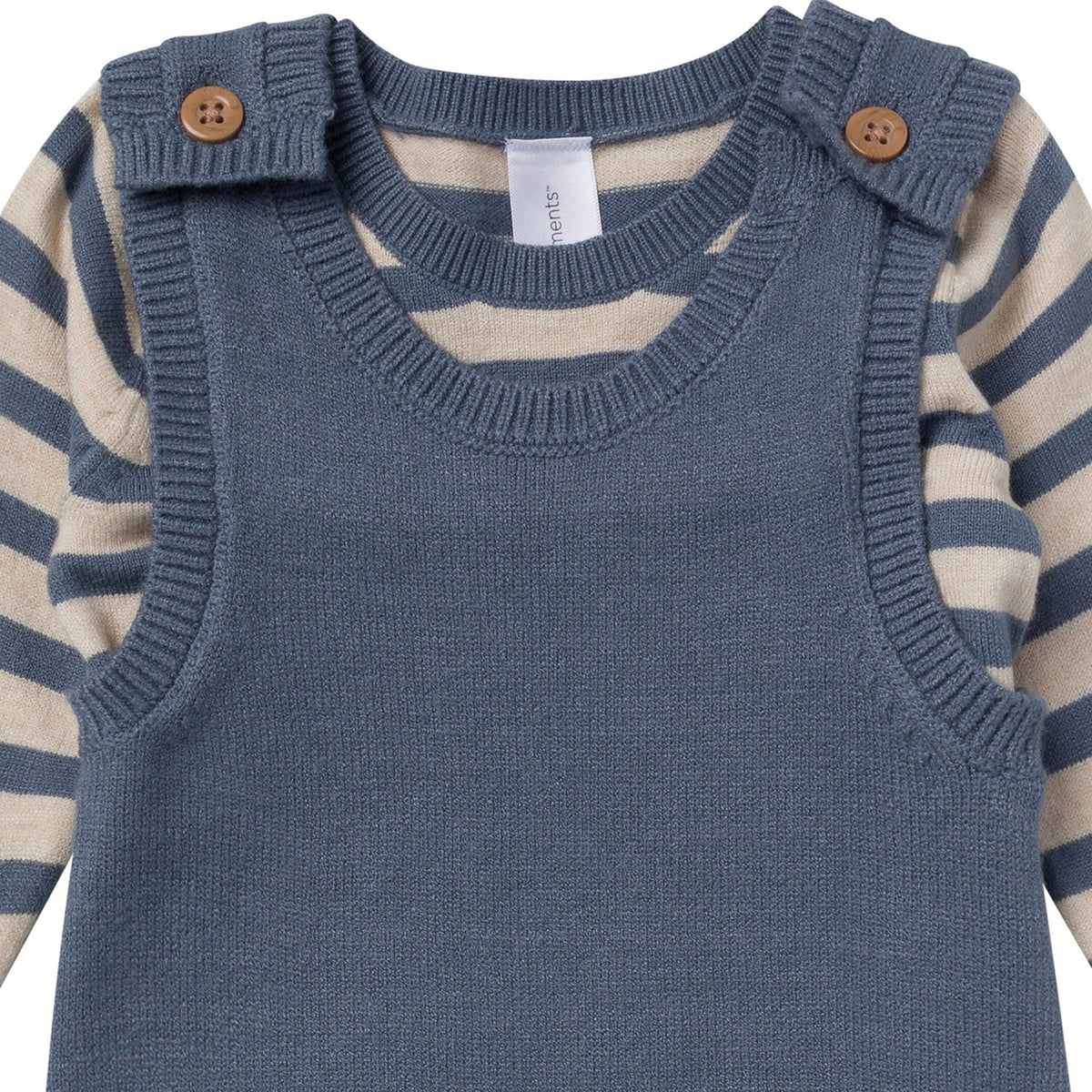 2-Piece Baby Boys Oatmeal-Dusty Blue Stripe Sweater Overall Set outfits modern moments™ by Gerber® 