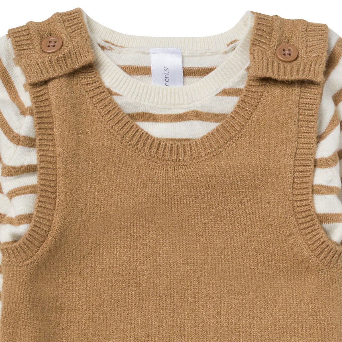 2-Piece Baby Boys Tofu-Camel Stripe Sweater Overall Set outfits modern moments™ by Gerber® 