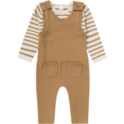 2-Piece Baby Boys Tofu-Camel Stripe Sweater Overall Set outfits modern moments™ by Gerber® 