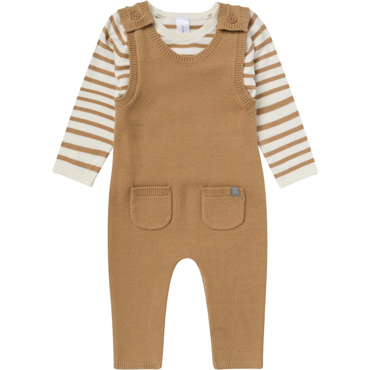 2-Piece Baby Boys Tofu-Camel Stripe Sweater Overall Set outfits modern moments™ by Gerber® 
