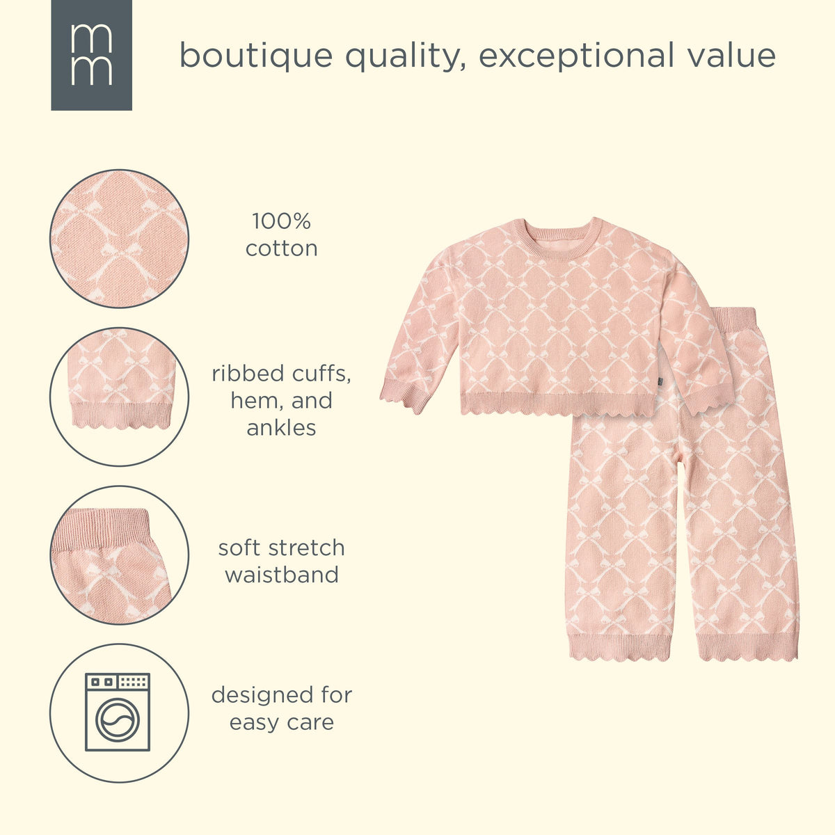 2-Piece Infant & Kid Girls Dusty Rose Jacquard Sweater & Pant Set outfits modern moments™ by Gerber® 