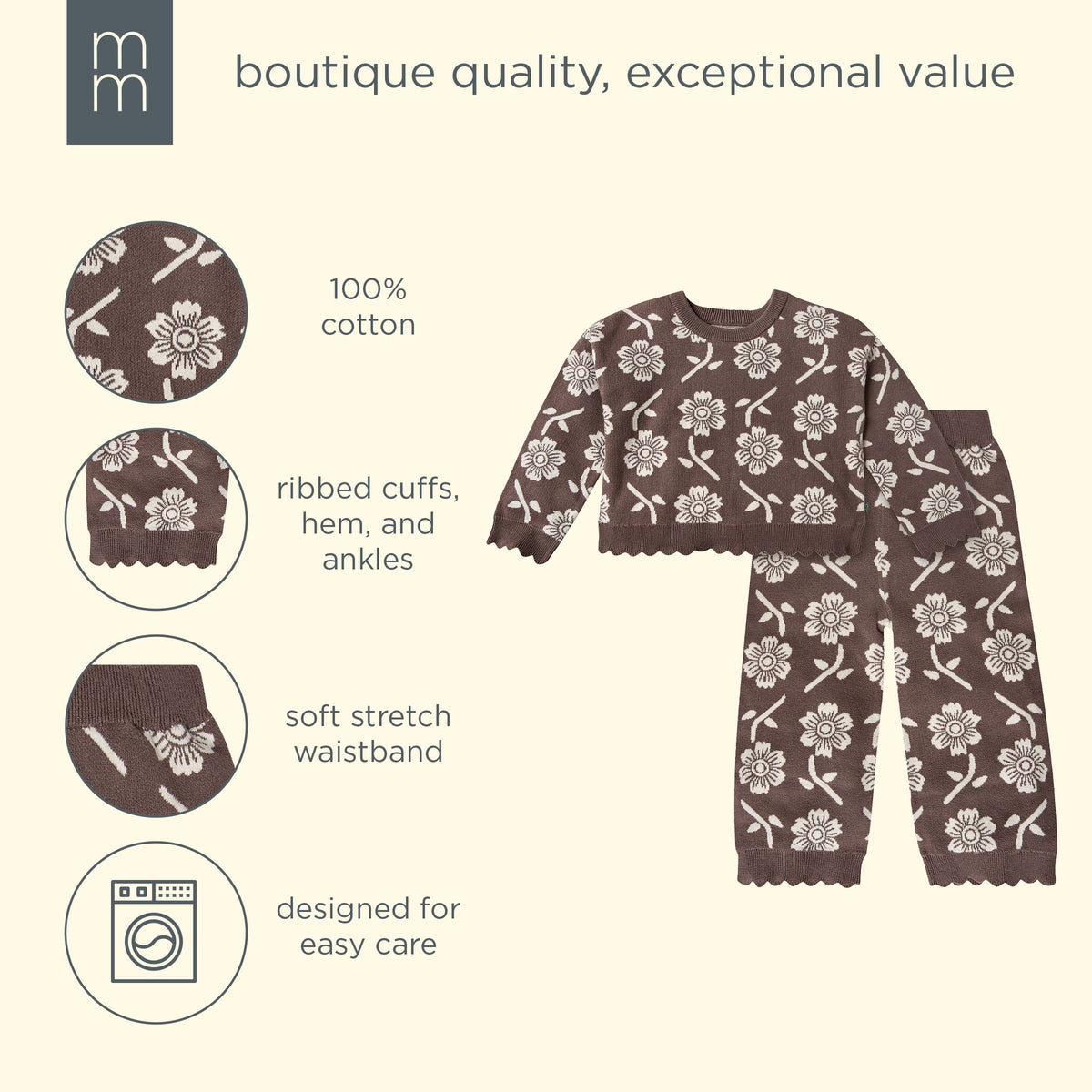 2-Piece Infant & Kid Girls Cacao Jacquard Sweater & Pant Set outfits modern moments™ by Gerber® 