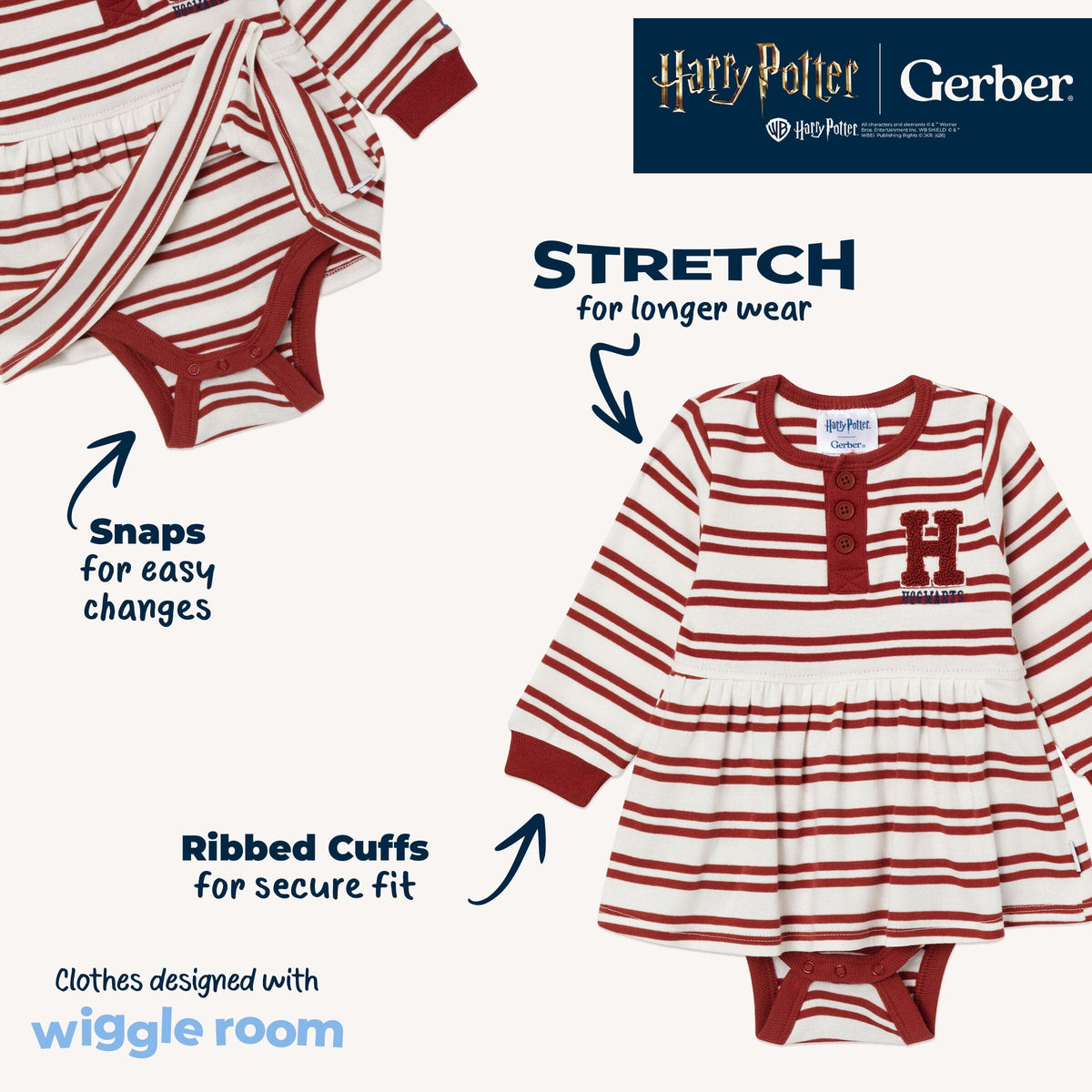 Baby Girls Hogwarts Varsity Stripe Dress dresses Gerber® 