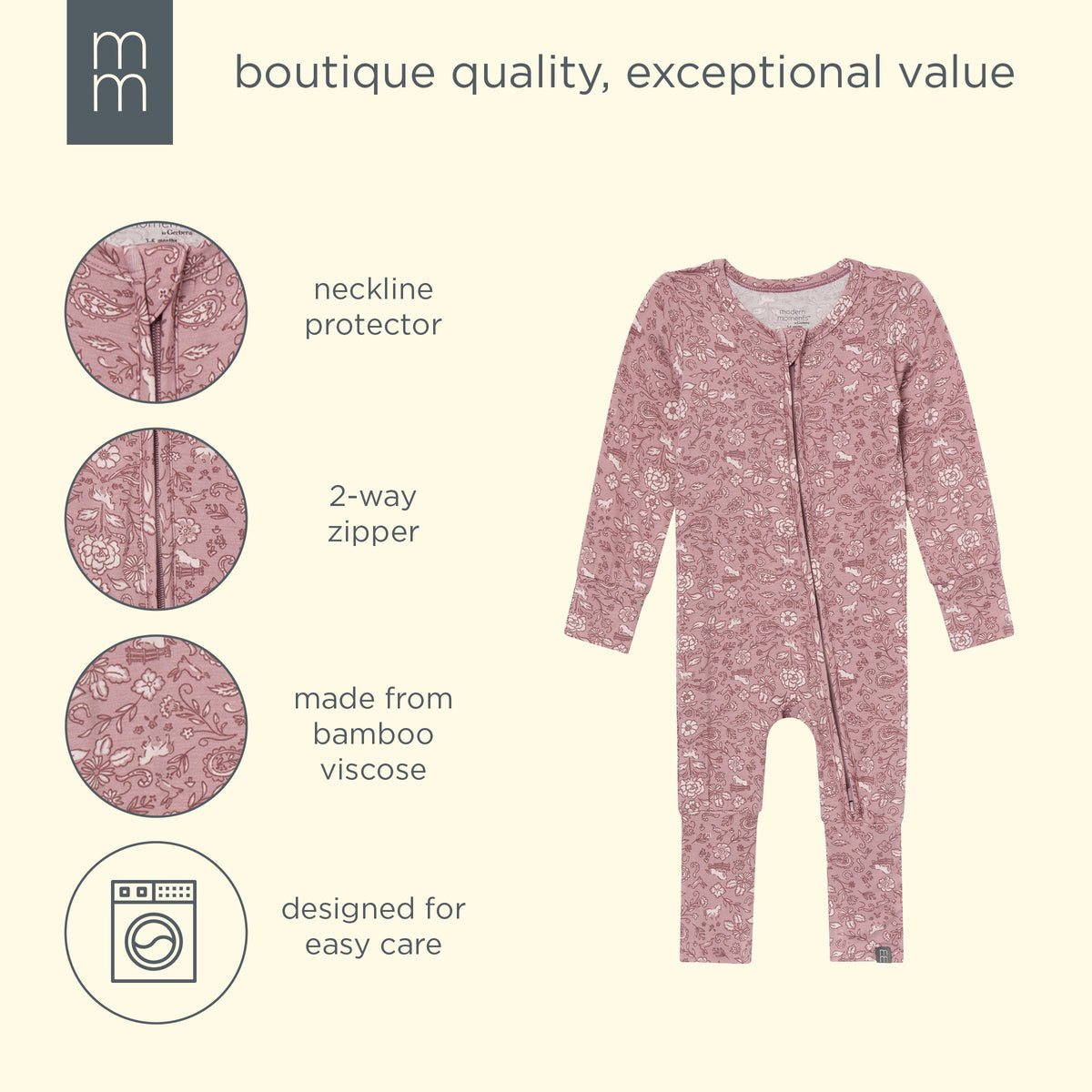 Baby & Kid Girls Mauve Snug Fit Footless Pajamas sleepwear modern moments™ by Gerber® 