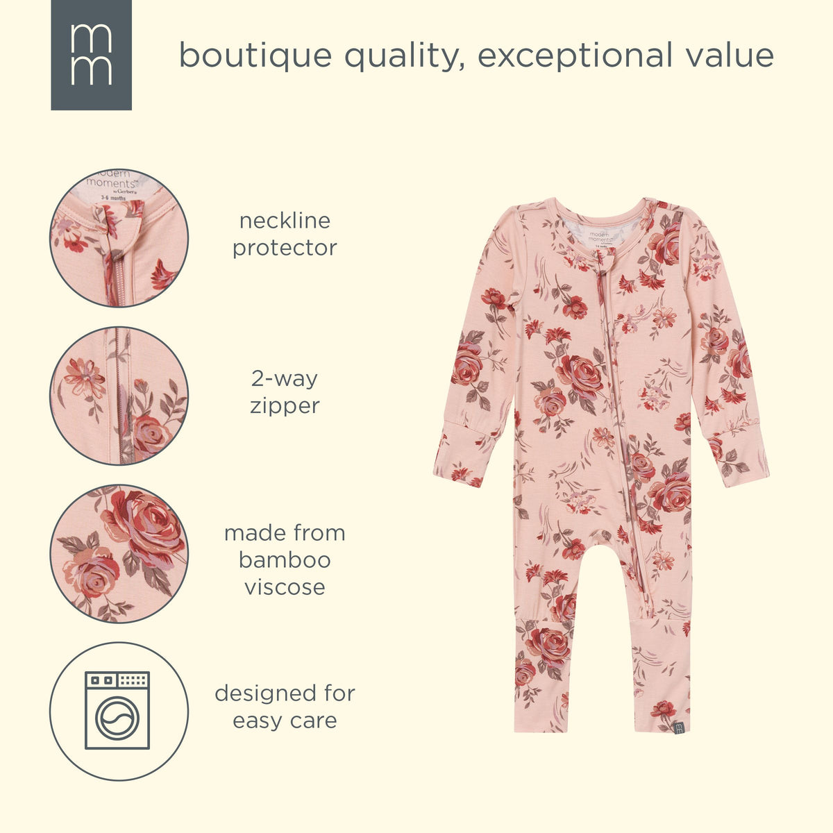 Baby & Kid Girls Rose Snug Fit Footless Pajamas sleepwear modern moments™ by Gerber® 